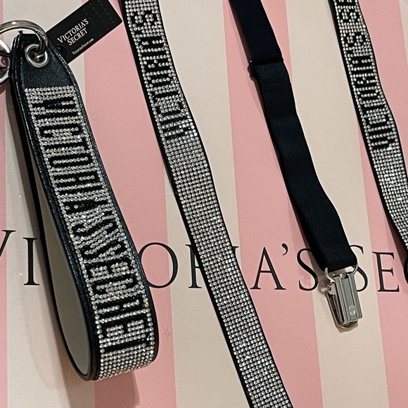 Victoria's Secret Accessories - VS Logo Shine Suspenders and wristlet strap set